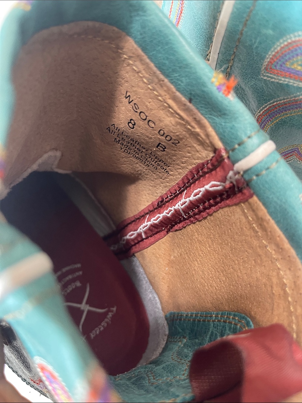 Twisted X Two-Tone Western Ankle Boots in Turquoise and Taupe - Picture 8 of 10
